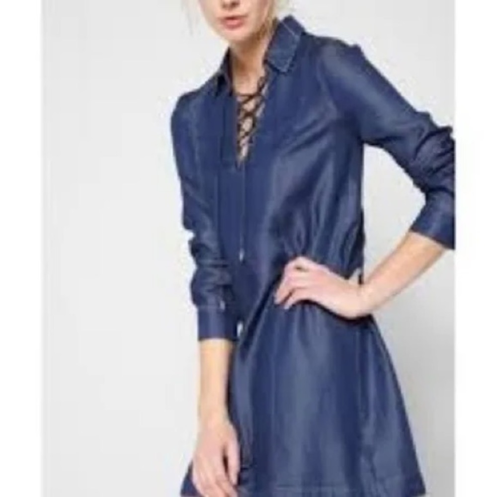 7 for All Mankind Long Sleeve Lace Up Denim Dress size small
